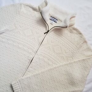 Croft and Barrow Sweater Jacket Large Sherpa Cozy Knitted baptism